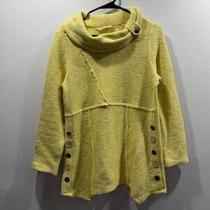 Soft Surroundings Yellow Cowl Neck Textured Breakwater Tunic Sweater Size XS P